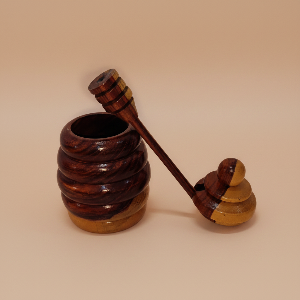 Mielera Artesanal Tallada a Mano en Madera