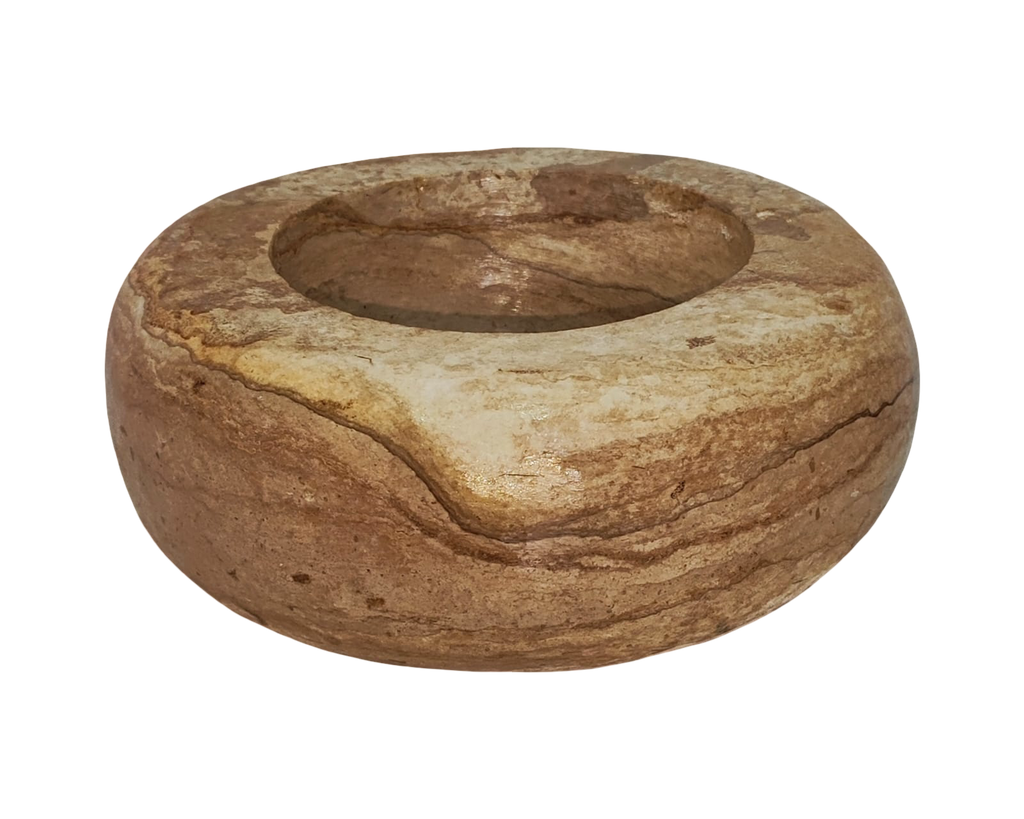 Maceta Redonda de Piedra Tallada a Mano